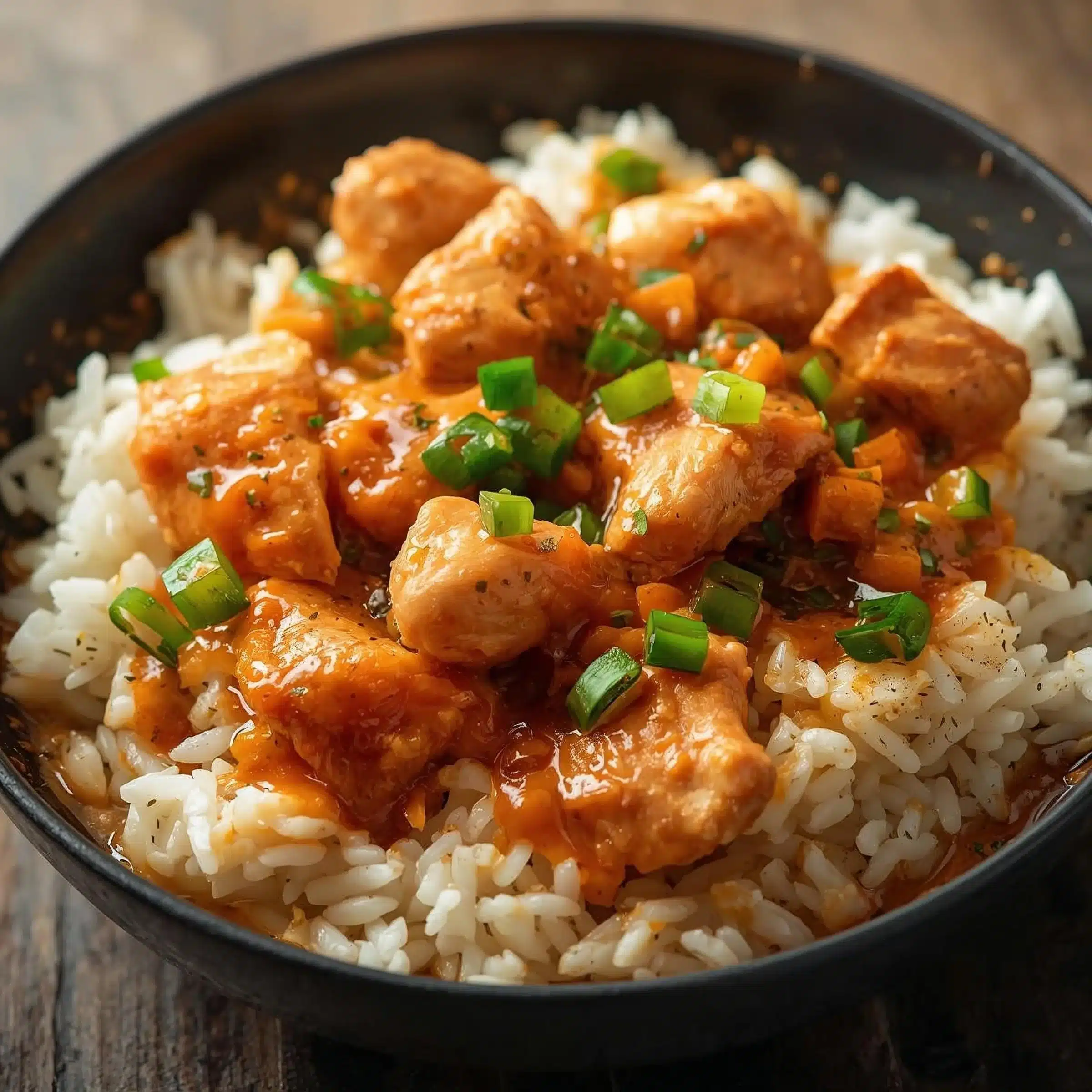 Coconut Chicken Rice Bowl with tender chicken and coconut-infused rice