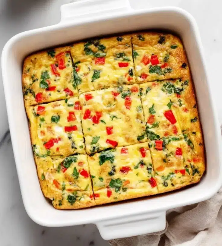 High-protein Cottage Cheese Egg Bake served with fresh herbs