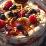 A colorful display of healthy dessert ideas featuring fresh fruits and wholesome ingredients.