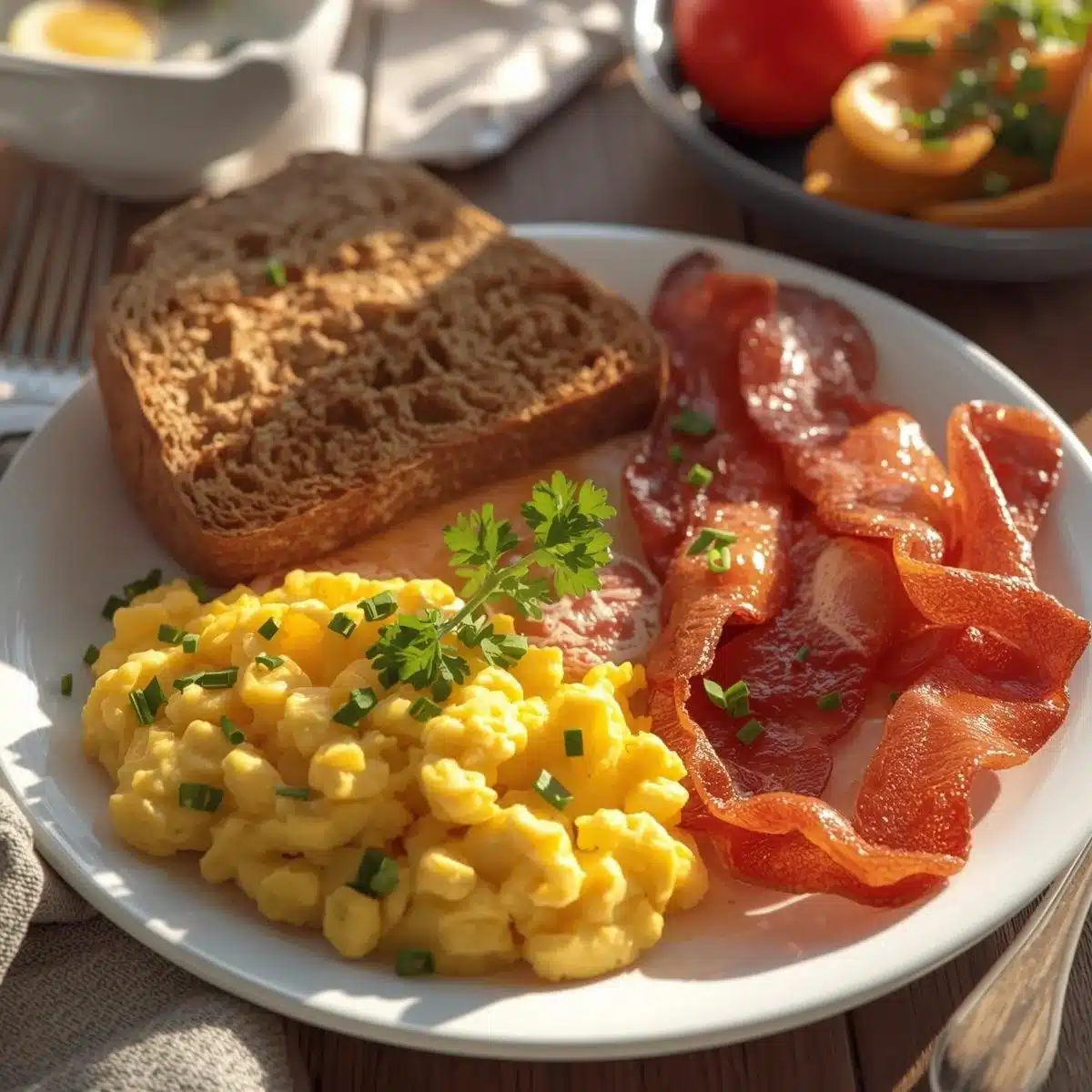 High protein breakfast options including eggs, yogurt, and smoothies.