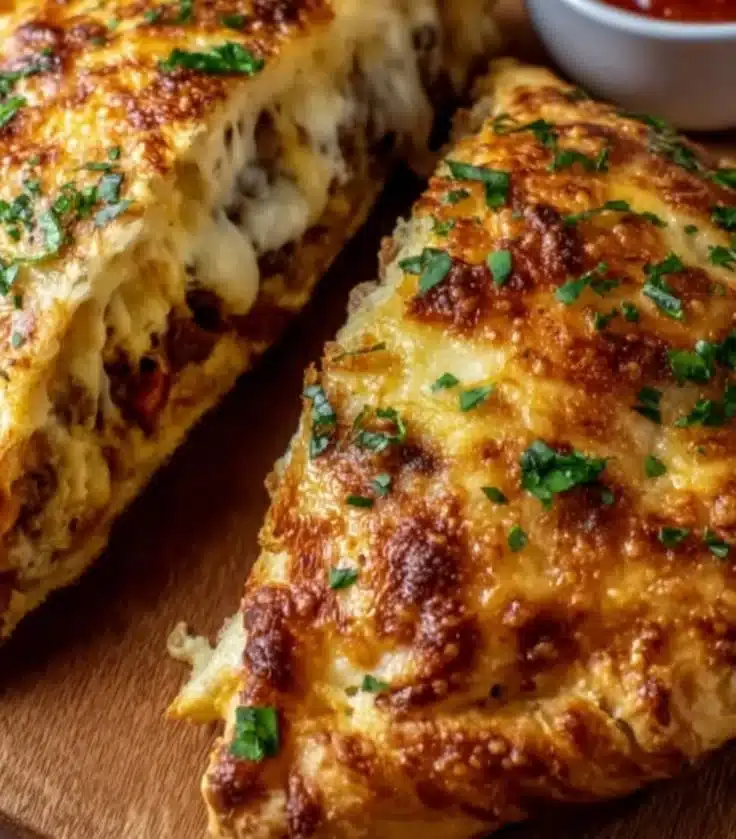 High-Protein Keto Calzone filled with cheese and pepperoni, a perfect low-carb meal