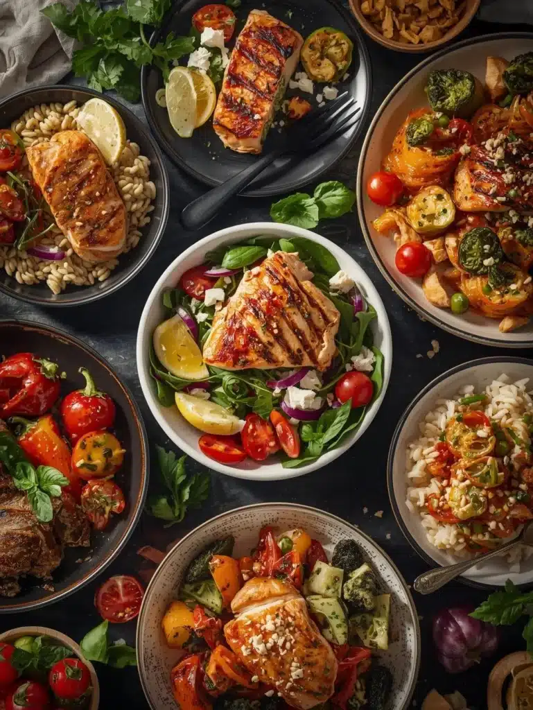 High protein Mediterranean dish with fresh ingredients on a plate