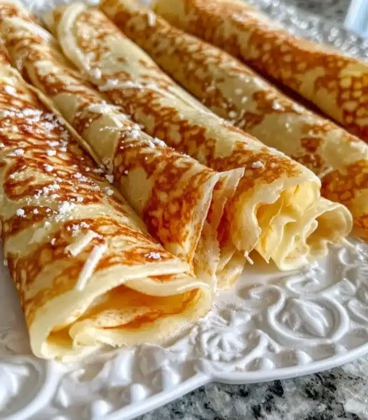 High protein oatmeal crepes served with fresh fruits and syrup