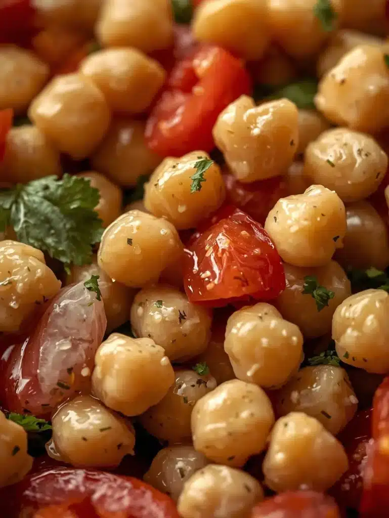 Delicious Mediterranean chickpea salad with fresh vegetables and herbs