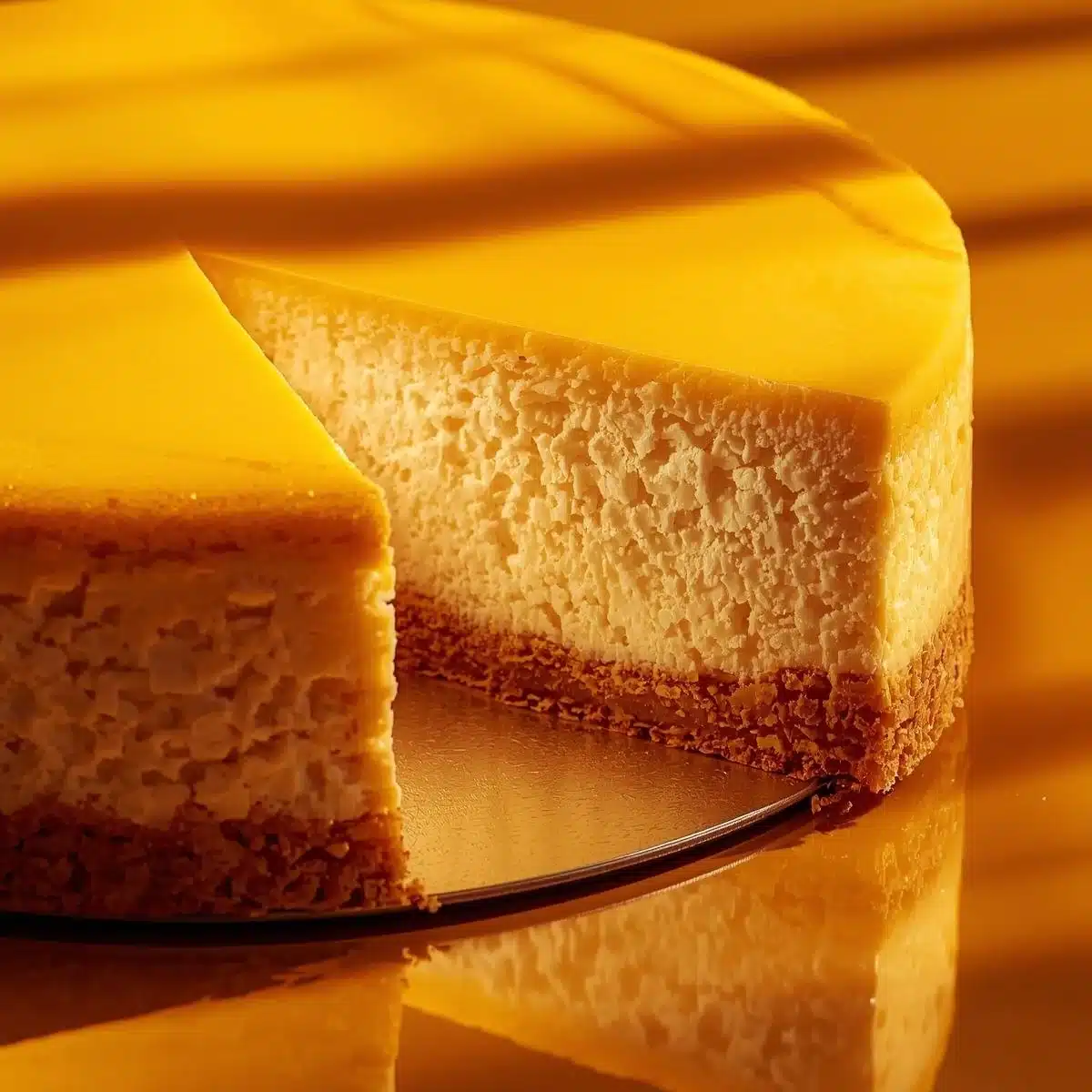 A creamy slice of simple cheesecake topped with fresh berries.