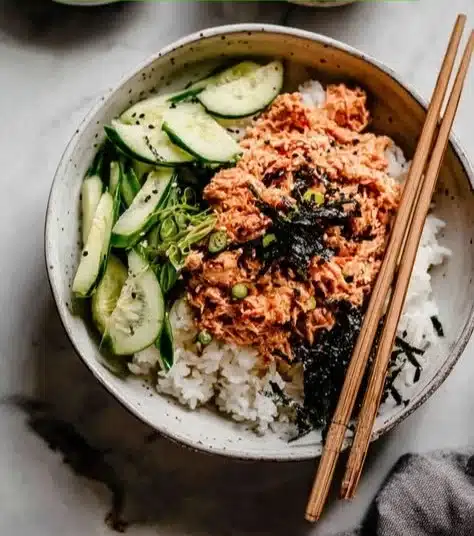 Delicious Spicy Tuna Rice Bowl with fresh ingredients and bold flavors.