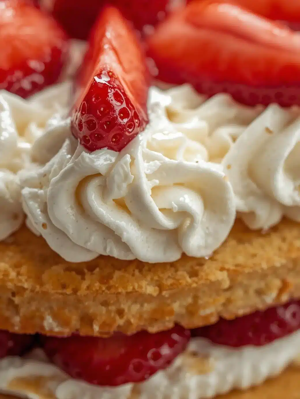 Delicious homemade strawberry shortcake with fresh strawberries and whipped cream