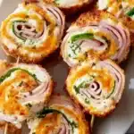Turkey Cheddar Lunch Roll-Ups served on a plate with fresh veggies