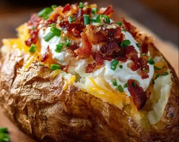 Perfect air fryer baked potato with crispy skin and fluffy interior