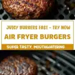 Deliciously cooked air fryer burgers with fresh toppings on a plate