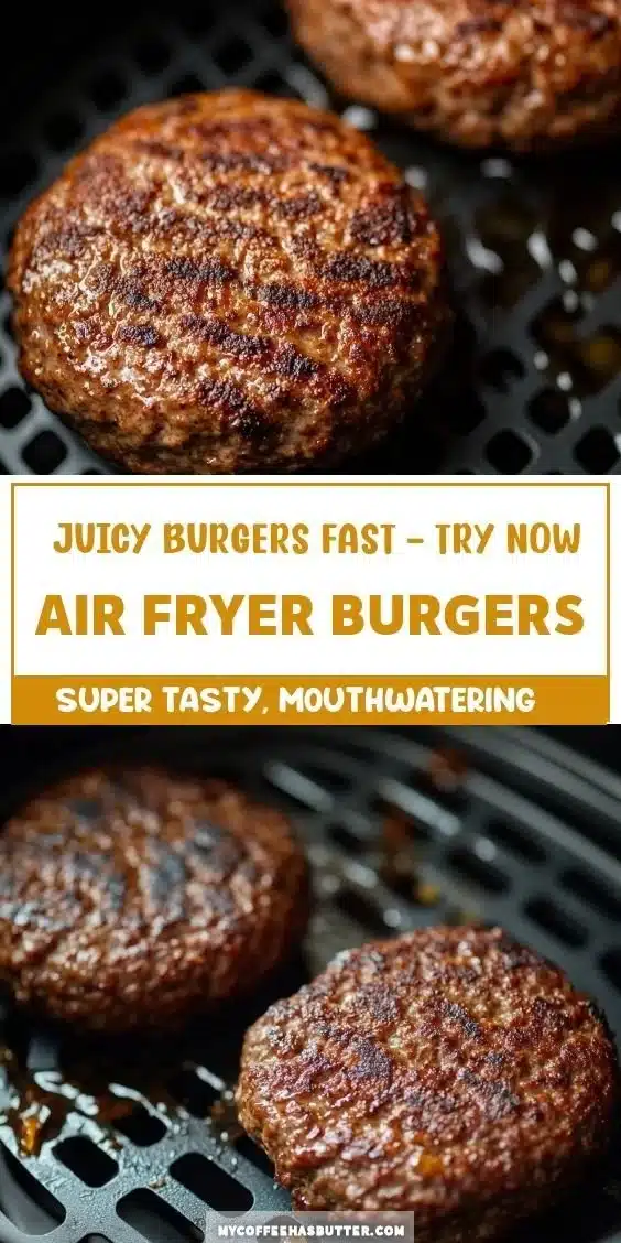 Deliciously cooked air fryer burgers with fresh toppings on a plate