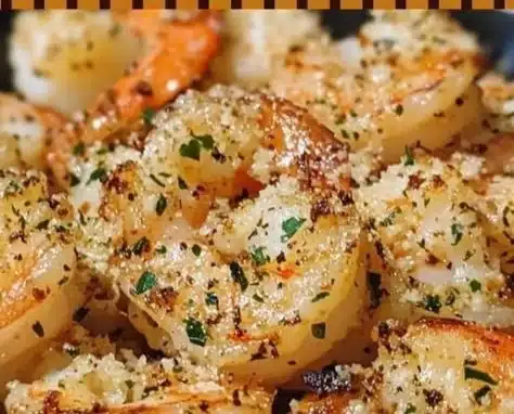 Crispy Air Fryer Garlic Parmesan Shrimp garnished with parsley