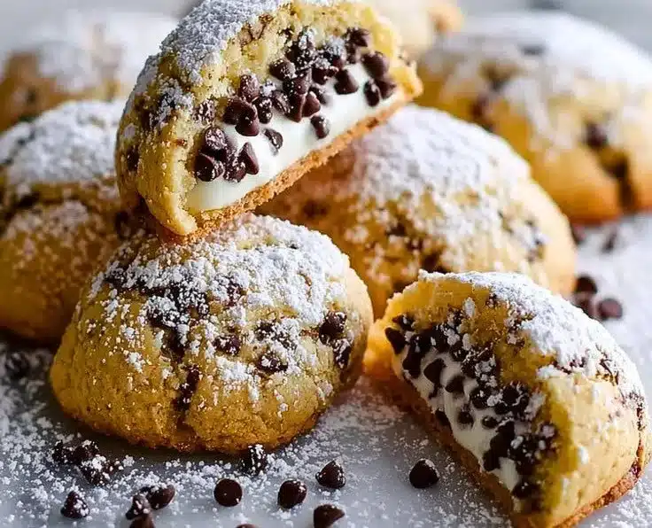 Delicious cannoli cookies with creamy filling and chocolate chips
