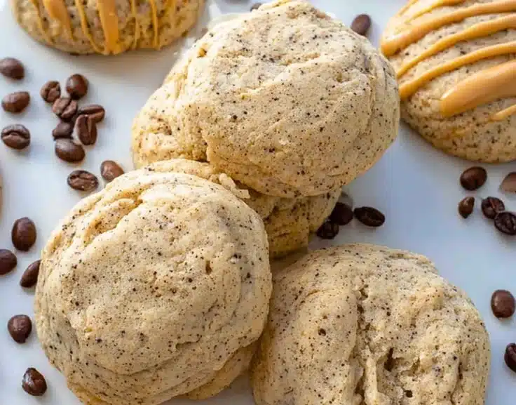 Freshly baked coffee sugar cookies on a plate