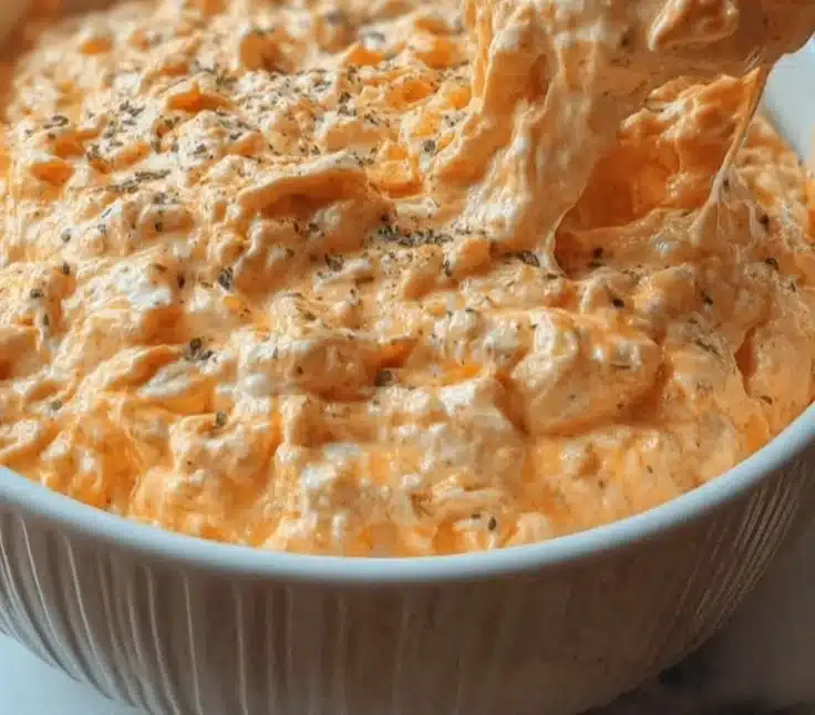 Delicious Cottage Cheese Buffalo Dip served with crispy chips.