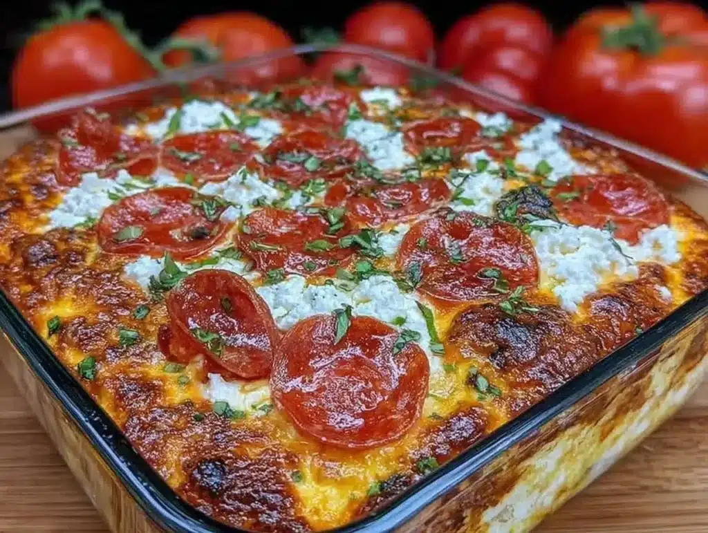 Delicious Cottage Cheese Pizza Bowl garnished with fresh herbs and toppings
