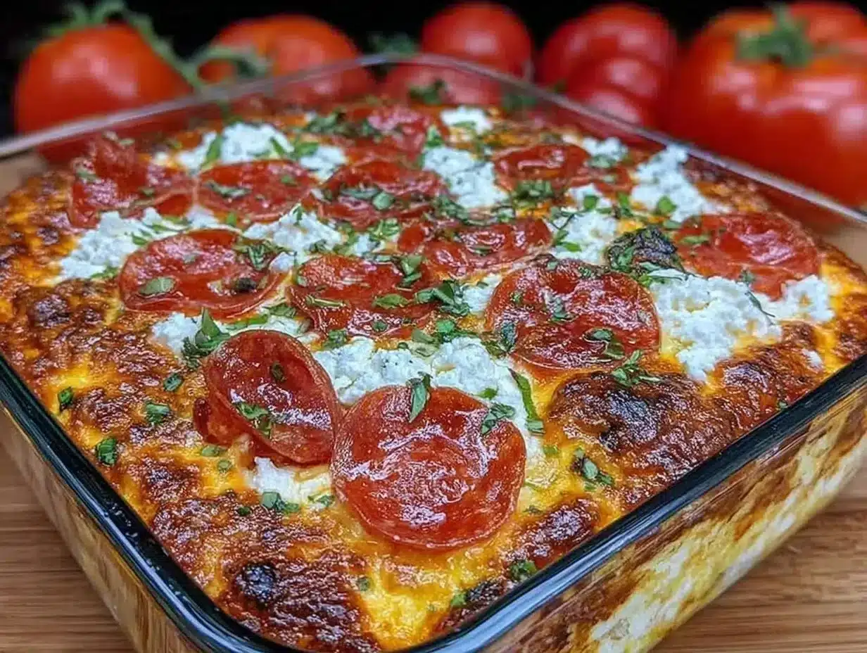 Delicious Cottage Cheese Pizza Bowl garnished with fresh herbs and toppings