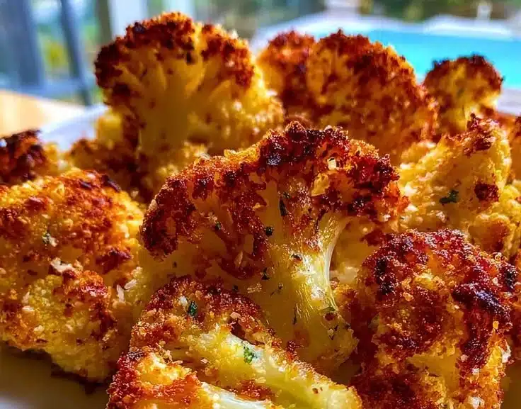 Crispy Parmesan roasted cauliflower served on a plate