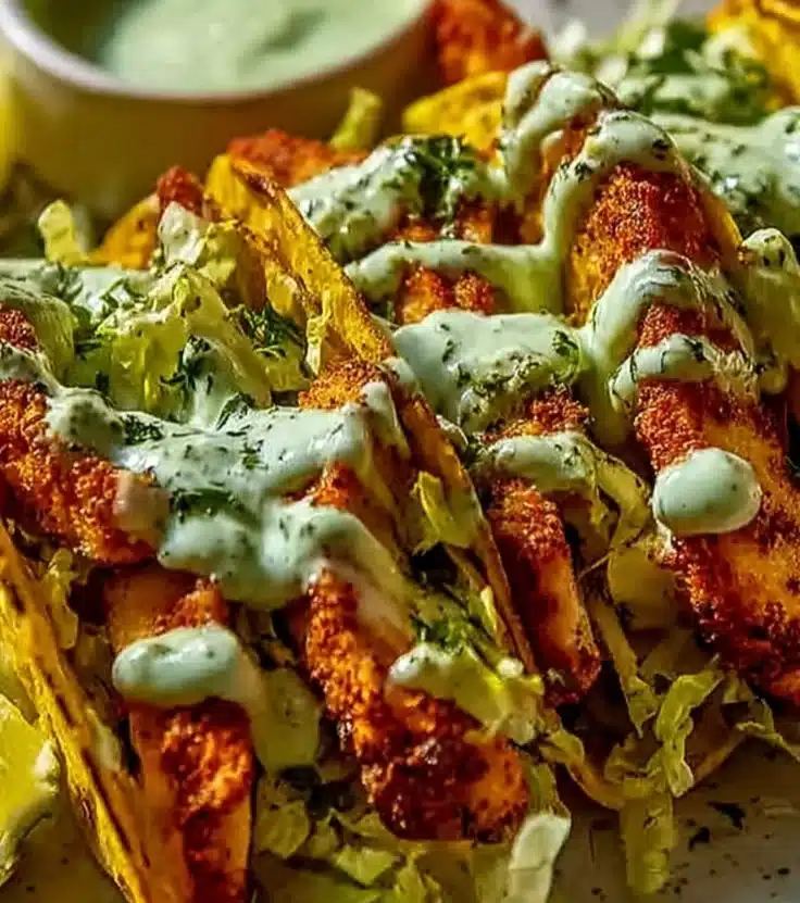 Dill Pickle Ranch Smash Chicken Tacos topped with fresh ingredients