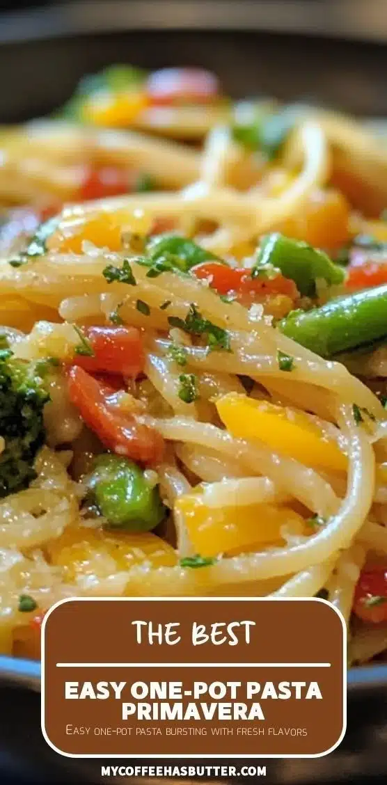 Delicious Easy One-Pot Pasta Primavera with colorful fresh vegetables