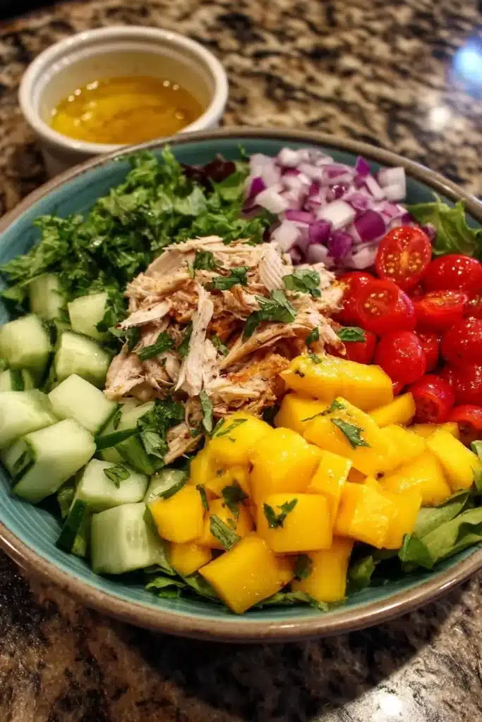 Delicious Mango Lime Chicken Salad with fresh ingredients and vibrant colors