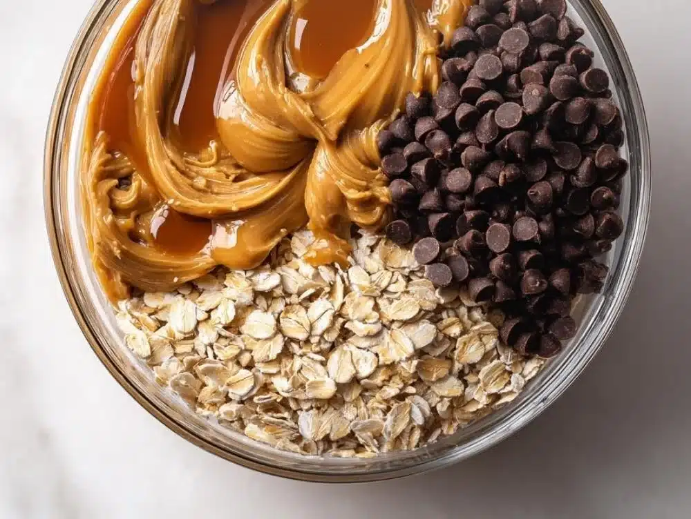 A plate of delicious no-bake peanut butter energy bites ready to be enjoyed.
