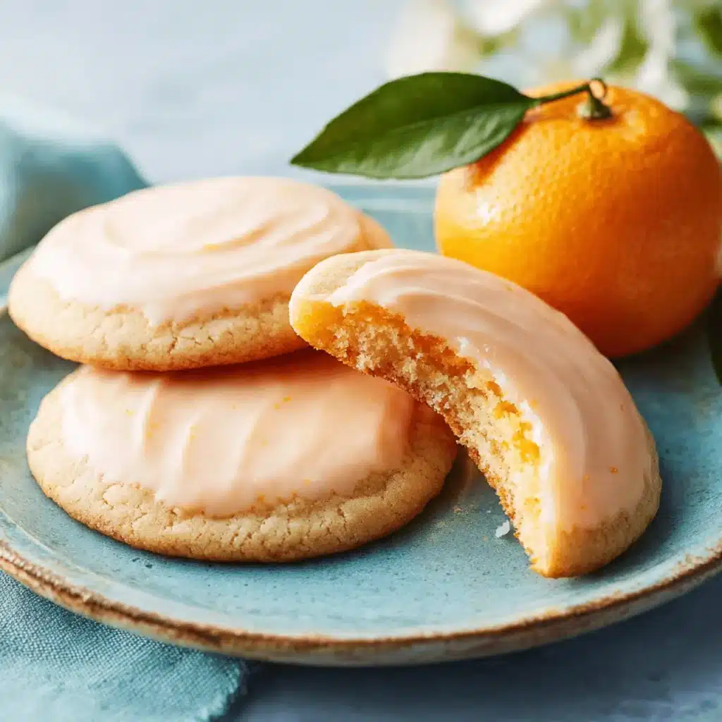 Freshly baked orange sugar cookies on a white plate