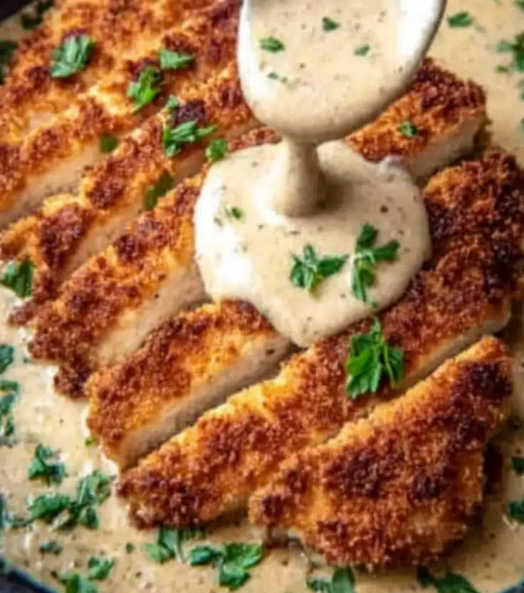 Deliciously crispy Parmesan Crusted Chicken served on a plate