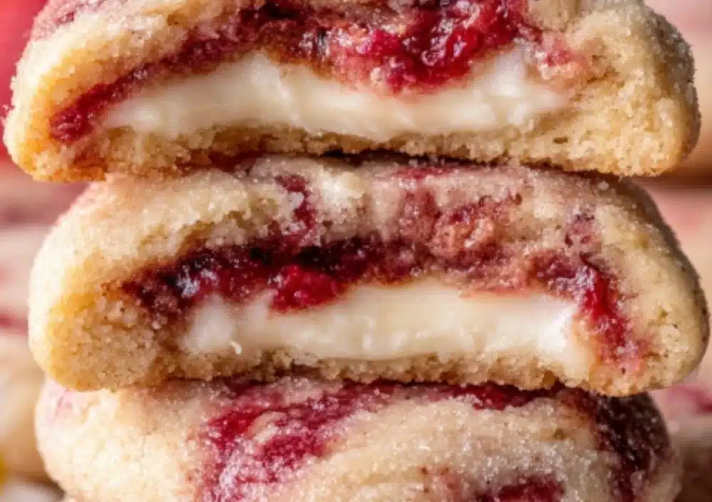 Strawberry cheesecake cookies with strawberries and cream cheese frosting