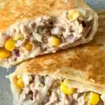 Delicious tuna melt wrap with cheese and fresh ingredients