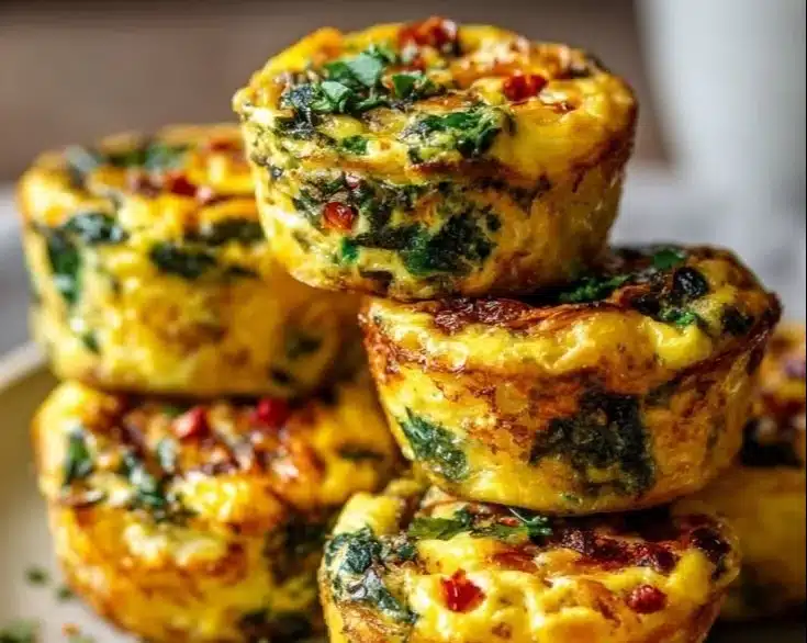 Plate of homemade vegan egg bites with fresh vegetables