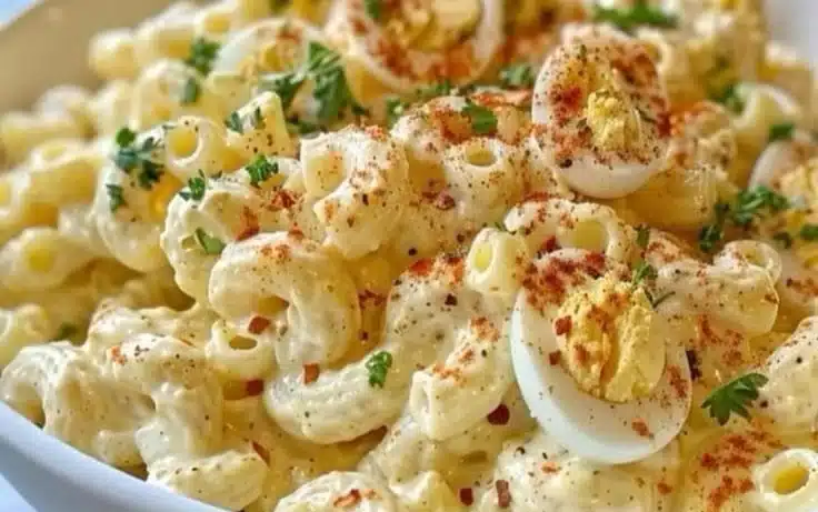 Creamy Deviled Egg Macaroni Salad
