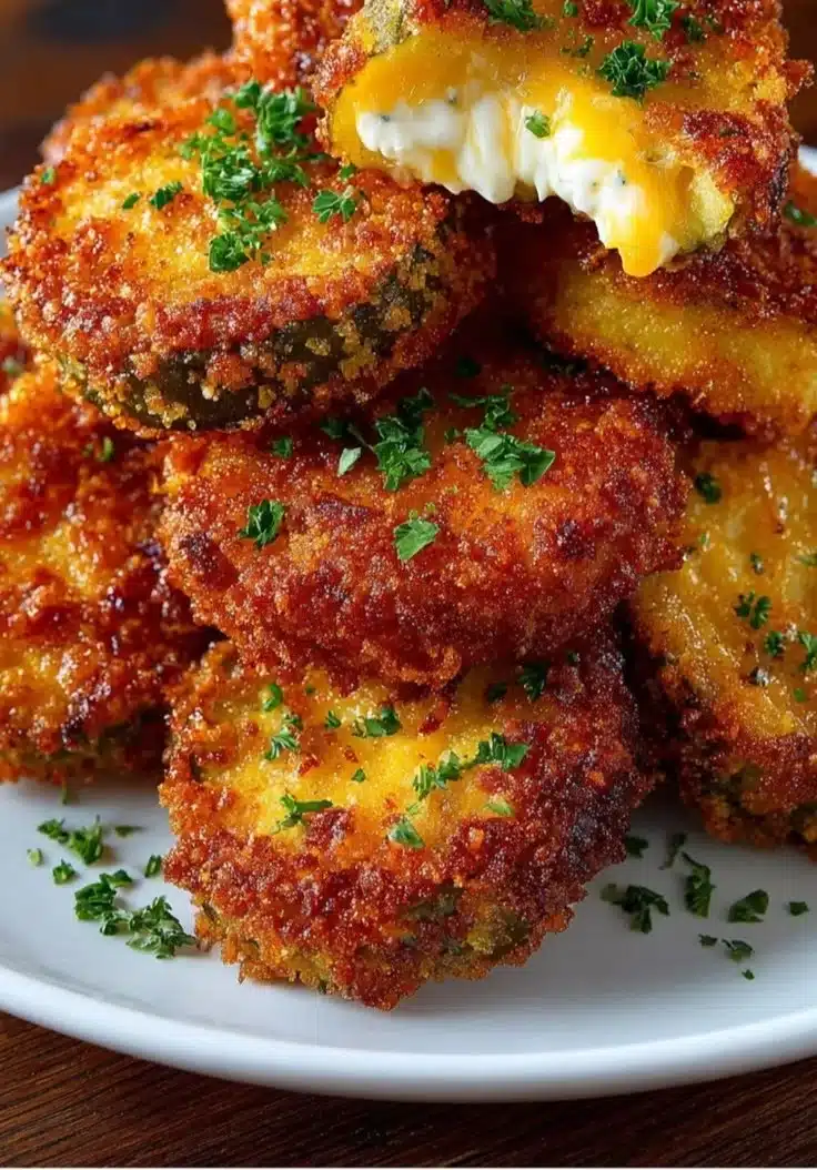 Crispy Stuffed Fried Pickles