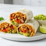 Delicious easy chicken burrito ready to enjoy with fresh ingredients