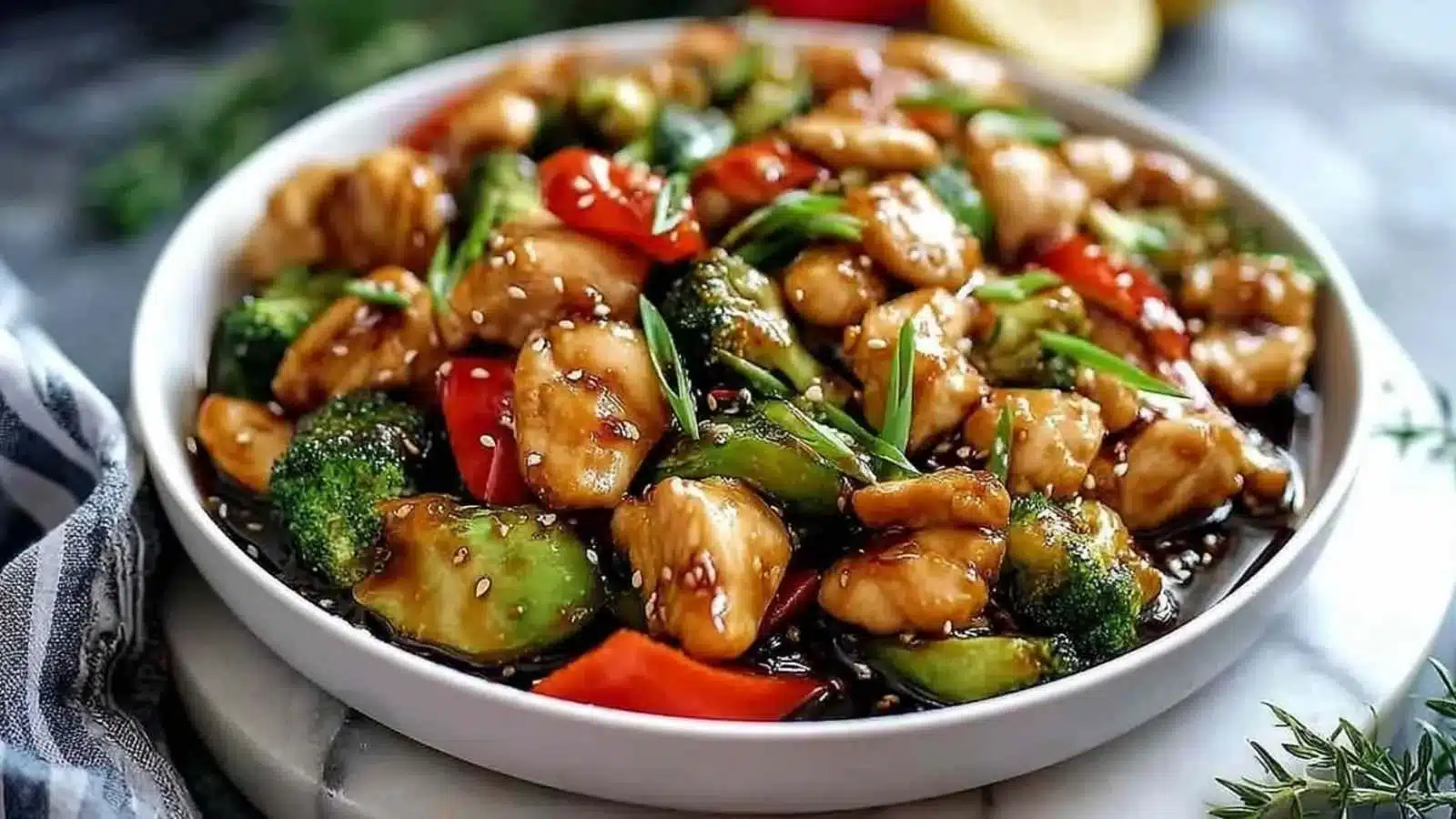 Honey Garlic Chicken Stir-Fry with colorful vegetables in a pan
