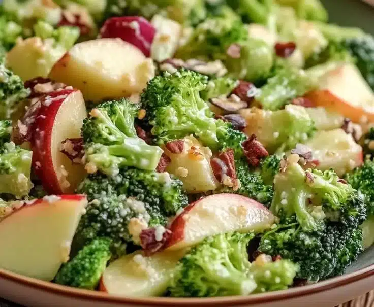 Delicious Honeycrisp Apple Broccoli Salad with colorful ingredients
