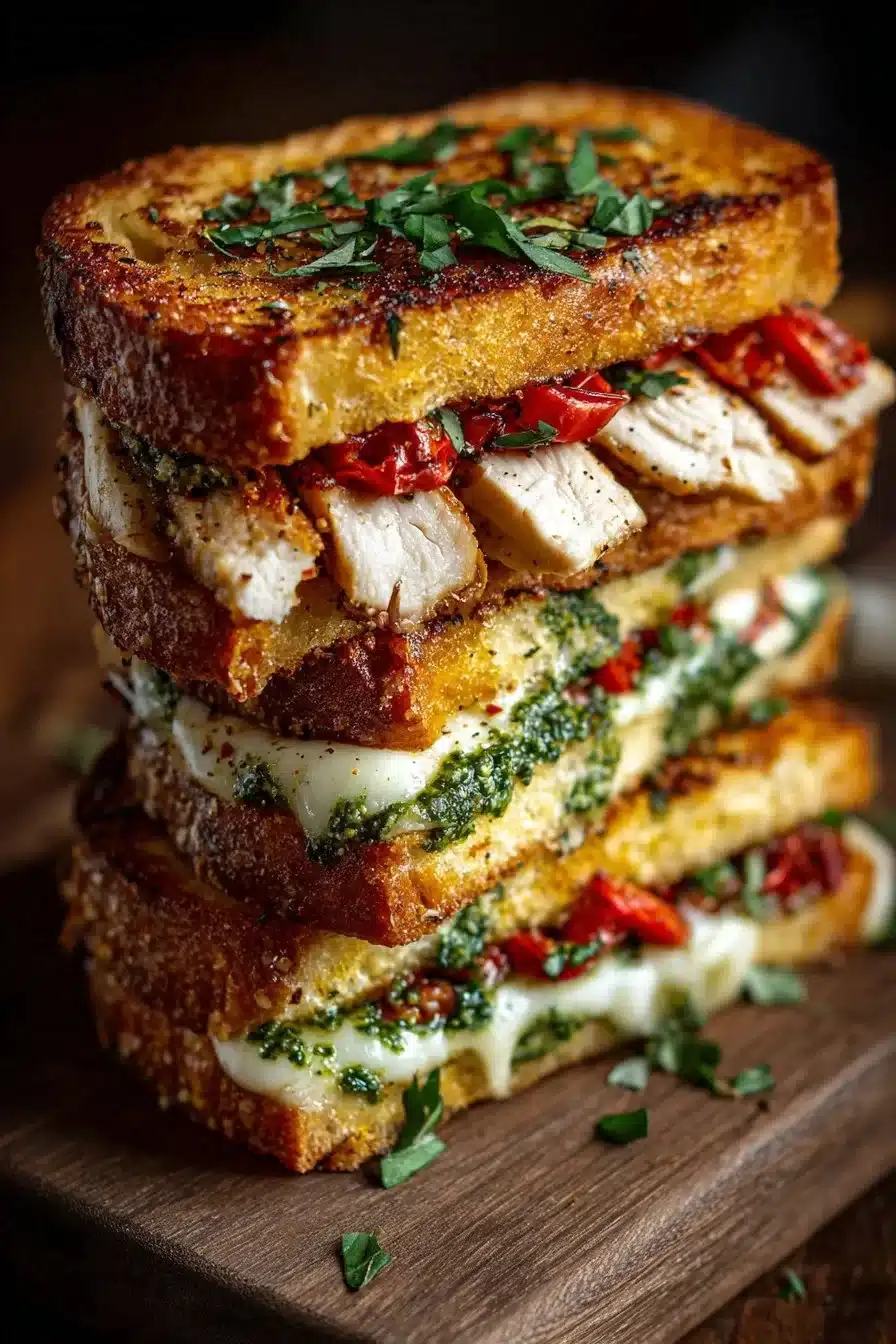 Delicious Italian-style toasted sandwich with melted cheese and fresh ingredients
