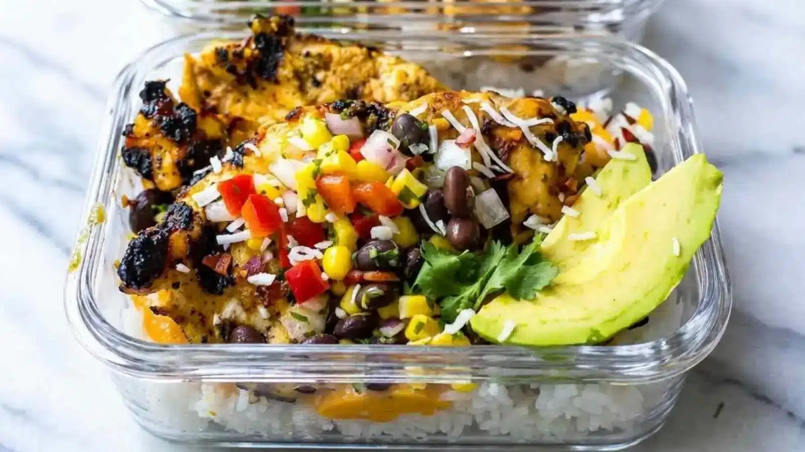 Mango Chicken Meal Prep Bowls with fresh ingredients and vibrant presentation