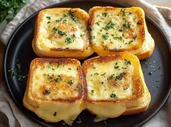 Platter of mini grilled cheese sandwiches with melted cheese
