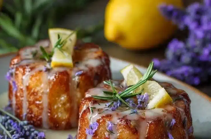 Mini Lemon Cakes With Lavender Glaze