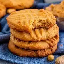 Homemade old fashioned chewy peanut butter cookies on a plate