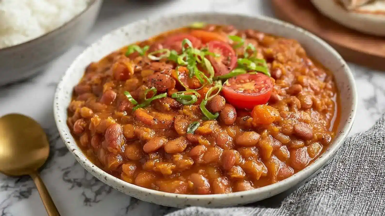 Delicious Pinto Bean Stew Japanese Style served in a bowl
