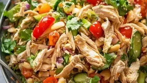 Colorful and refreshing Thai Chicken Salad with vibrant veggies and herbs