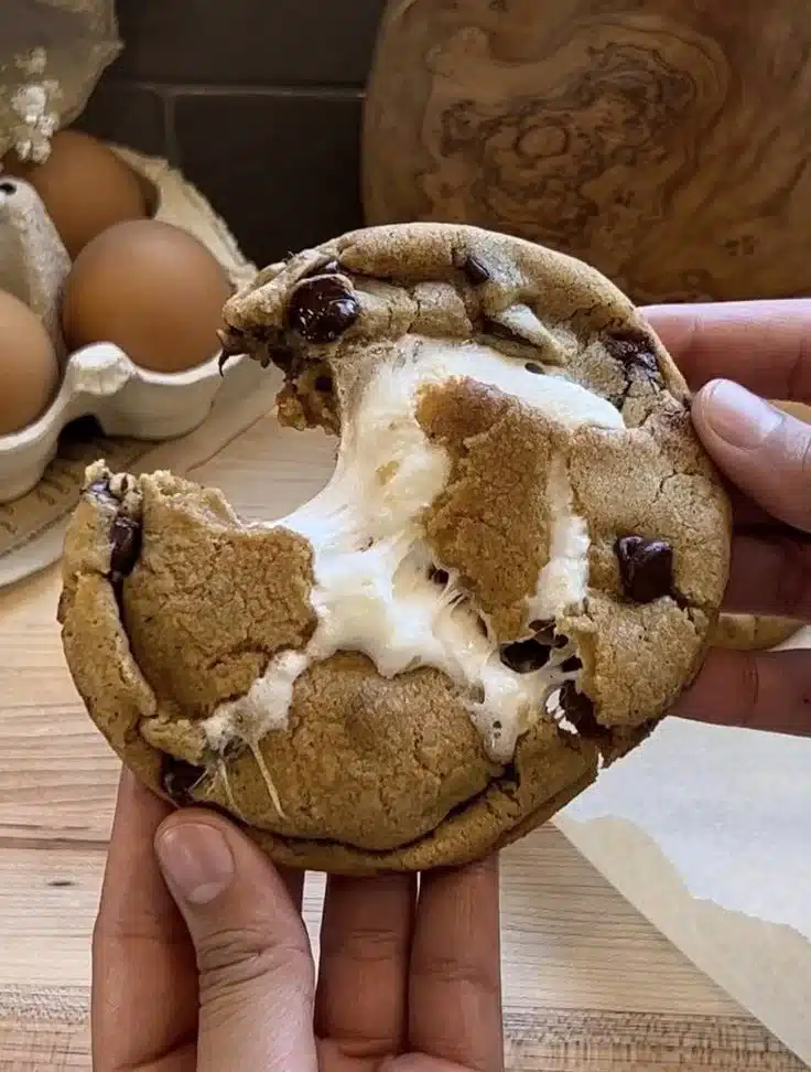 Delicious homemade S'mores Cookies with chocolate and marshmallows