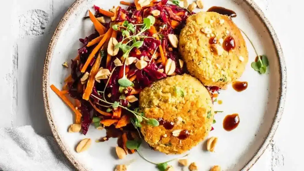 Delicious Vietnamese style chicken burgers with ginger slaw.