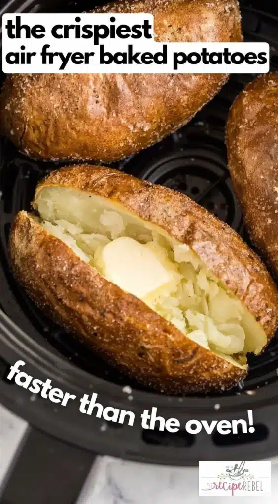 Delicious air fryer baked potato served with toppings