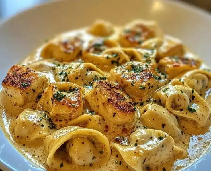 Cajun Chicken Tortellini with Creamy Garlic Sauce