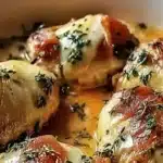 Delicious Chicken Saltimbocca with prosciutto and sage served on a plate