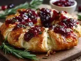 Cranberry Brie Flowers with festive presentation and ingredients.
