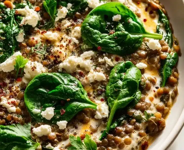 Creamy Feta Lentil Skillet